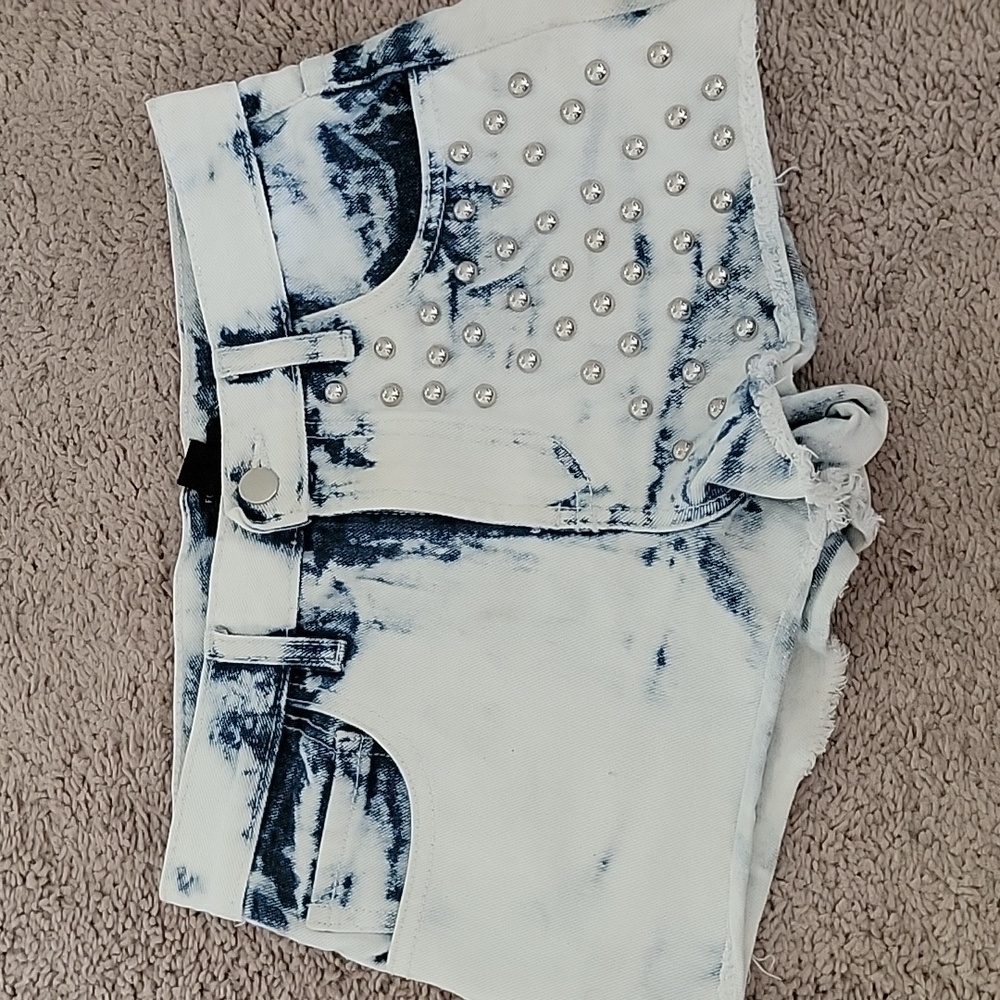 Acid wash high waisted shorts